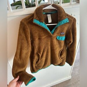 Patagonia Teal and Brown Fleece Jacket